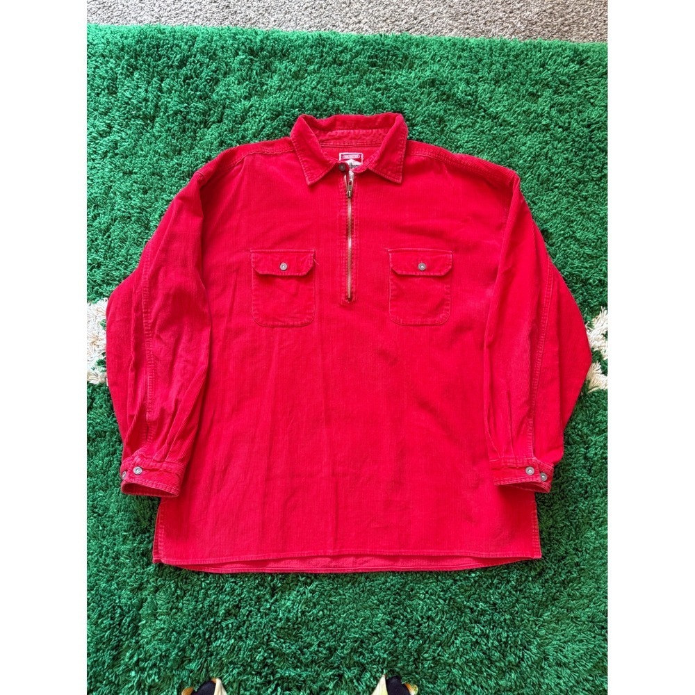 Vintage Marlboro Unlimited Red Corduroy‎ Shirt Mens XXL Full Zip Long Sleeve